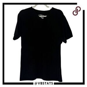 Spandex Men's V-Neck Organic Cotton Short Sleeve T-Shirt‎ Black Size Large